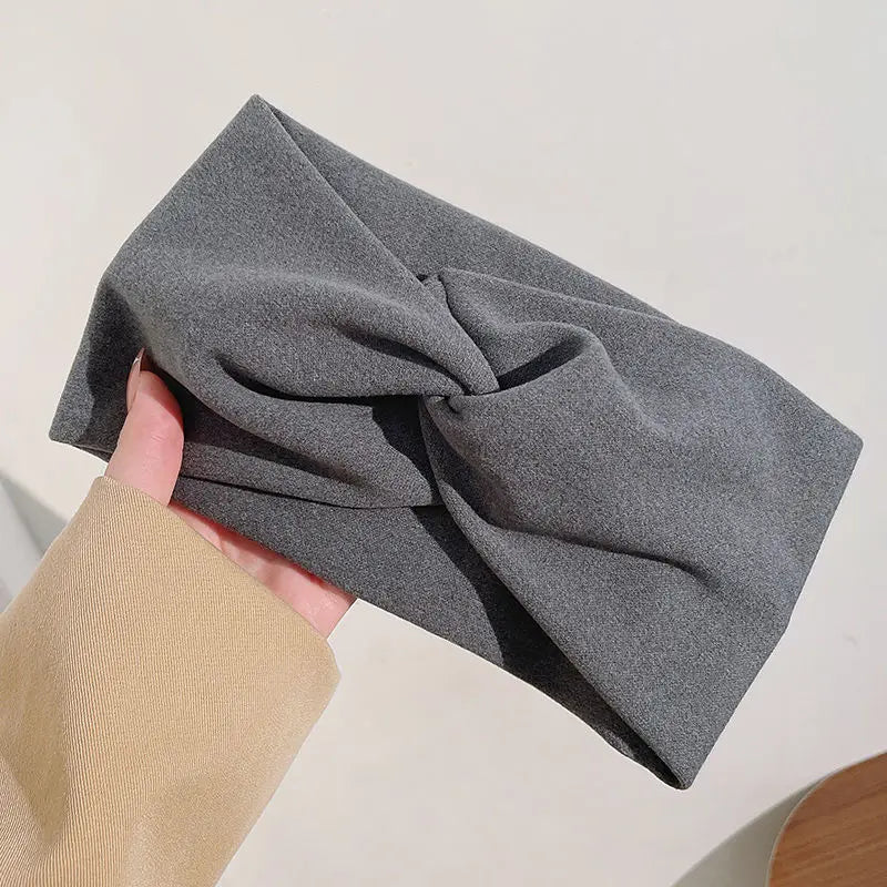 Fashion Autumn Winter Wide Edge Cross Stretch Fabric Women Girl Headband Headpiece Turban Bandage Hair Accessories Headwear