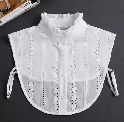 Fashion 2025 Front Tie White Fake Collar for Women Stand Detachable Collar Fake Girls Vintage Lace Ladies False Blouse Collar