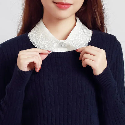 Fashion 2025 Front Tie White Fake Collar for Women Stand Detachable Collar Fake Girls Vintage Lace Ladies False Blouse Collar