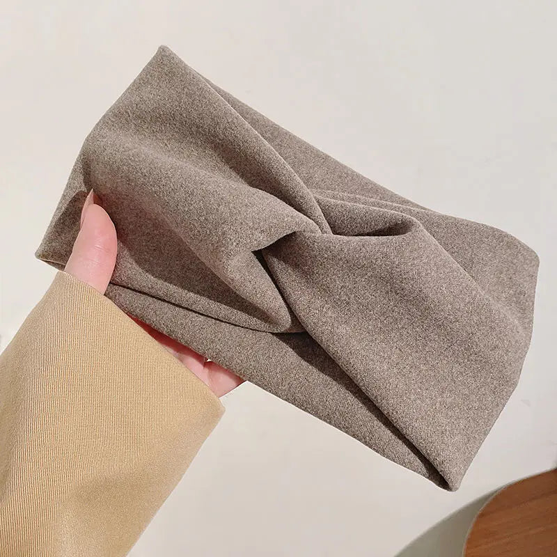 Fashion  Autumn Winter Wide Edge Cross Stretch Fabric Women Girl Headband Headpiece Turban Bandage Hair Accessories Headwear