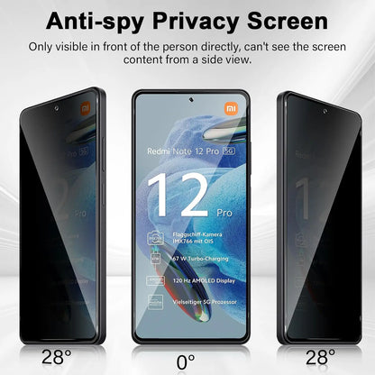 2Pcs Anti Spy Screen Protector For Xiaomi Redmi Note 12 /12 Pro 4G/5G Privacy Tempered Glass