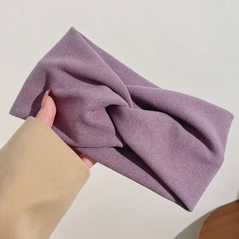 Fashion  Autumn Winter Wide Edge Cross Stretch Fabric Women Girl Headband Headpiece Turban Bandage Hair Accessories Headwear