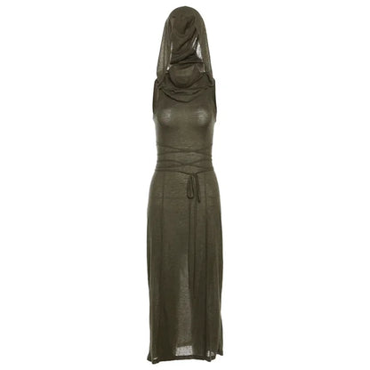 2023 Summer Fashion Trend Women's Clothing New Hooded Loose Hem Slit Personalized Dress Party Dress Club Clothing