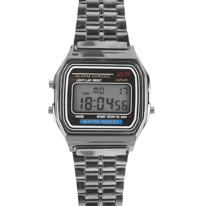 F91W Non-Waterproof Steel Band Watch For Women, Men, Business Clock, Multi-Functional LED Digital Sports Watch, Electronic Clock