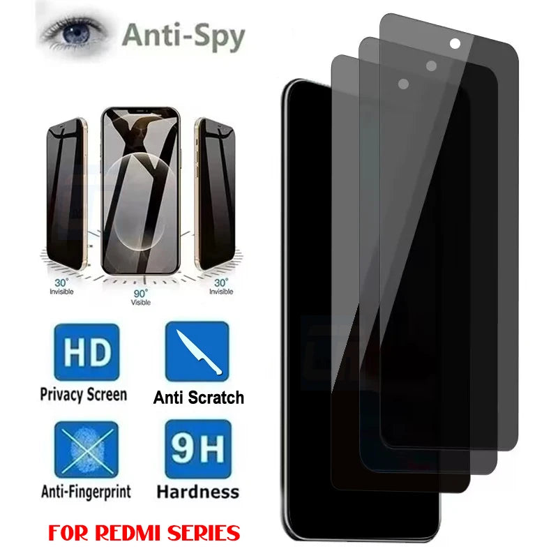 1-3Pcs Anti-spy Tempered Glass For Xiaomi Redmi Note 13 12 11 Pro 5G 12s Privacy Screen Protector For Redmi A3 A2 A1 Plus Glass