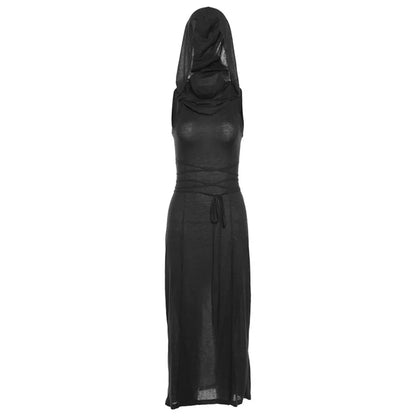 2023 Summer Fashion Trend Women's Clothing New Hooded Loose Hem Slit Personalized Dress Party Dress Club Clothing