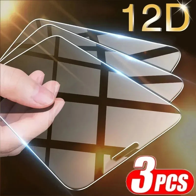 3Pcs Tempered Glass for iPhone 14 13 12 11 15 Pro Max Mini Screen Protector for iPhone 17 XR XS MAX 7 8 Plus 16 Protective Glass
