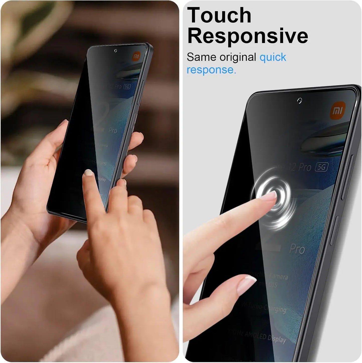 2Pcs Anti Spy Screen Protector For Xiaomi Redmi Note 12 /12 Pro 4G/5G Privacy Tempered Glass