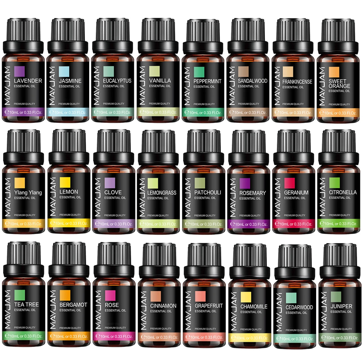 MAYJAM 10ML Essential Oil Lavender Jasmine Eucalyptus Vanilla Sandalwood Bergamot Rosemary Citronella Cinnamon Fragrance Oil