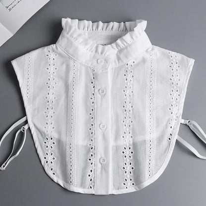 Fashion 2025 Front Tie White Fake Collar for Women Stand Detachable Collar Fake Girls Vintage Lace Ladies False Blouse Collar