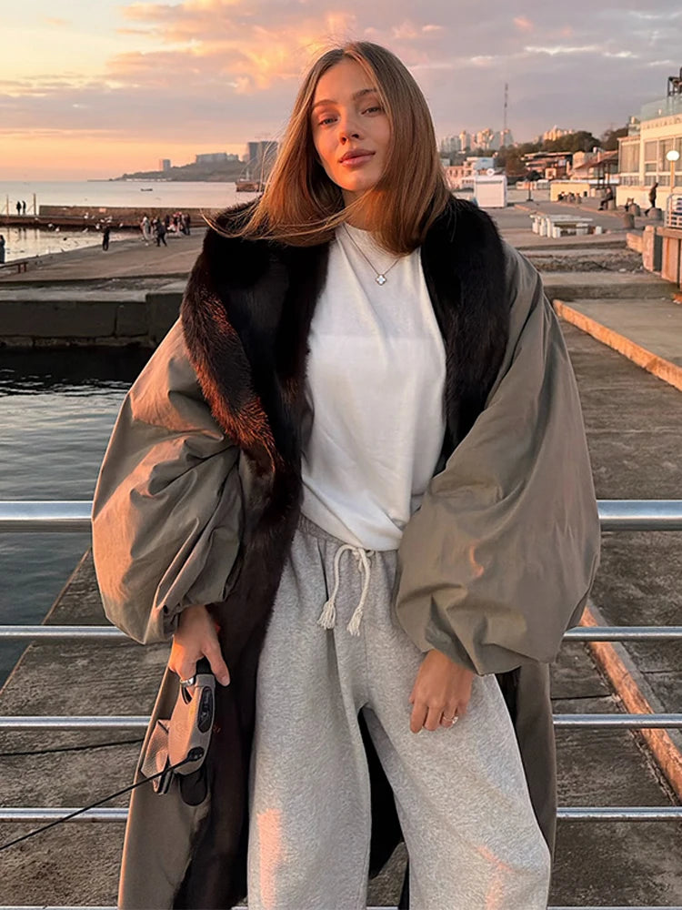 Women's Fashion Faux Fur  Belt Long Warm Jacket Eye-catching Mature Comfortable Clothing 2025 Winter Autumn Chic Lady Outfit
