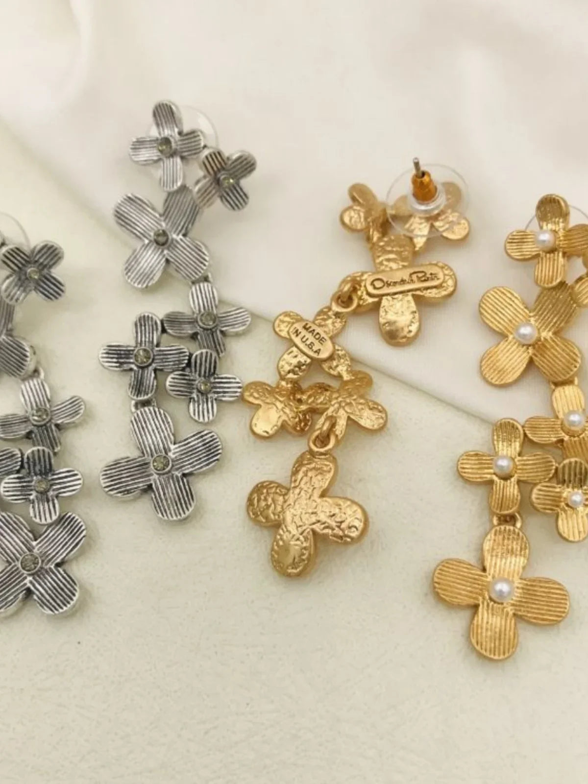European and American Fashion Trends 2024r Fashion Trends Famous Designers Same Metal Flower S9025 Silver Needle Earrings